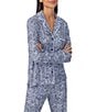 Color:Blue Geo - Image 3 - Sweater Knit Texture Long Sleeve Chest Pocket Notch Collar & Jogger Pajama Set