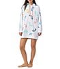 Color:White Multi - Image 1 - Terry Logo Print Hooded Long Sleeve Lounge Pullover