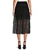 Color:Black - Image 2 - Tiered Ruffle Tulle Midi Skirt