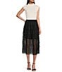 Color:Black - Image 3 - Tiered Ruffle Tulle Midi Skirt