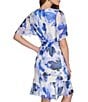 Color:Marine Multi - Image 2 - V Neck Floral Print Chiffon Aline Dress