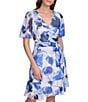 Color:Marine Multi - Image 3 - V Neck Floral Print Chiffon Aline Dress