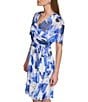 Color:Marine Multi - Image 4 - V Neck Floral Print Chiffon Aline Dress