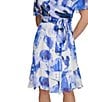 Color:Marine Multi - Image 5 - V Neck Floral Print Chiffon Aline Dress