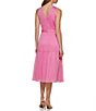 Color:Pink - Image 2 - V-Neck Sleeveless Tiered A-Line Midi Dress