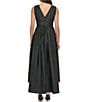 Color:Black - Image 2 - V-Neck Taffeta Fit and Flare Midi Dress