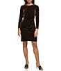 Color:Cocoa - Image 1 - Velvet Crew Long Sleeve Ruched Bodice Sheath Dress