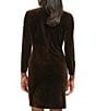 Color:Cocoa - Image 3 - Velvet Crew Long Sleeve Ruched Bodice Sheath Dress
