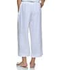 Color:White - Image 2 - Wide Leg Drawstring Woven Linen Blend Coordinating Pocketed Pants