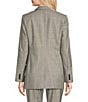 Color:Grey/Limona - Image 2 - Windowpane Notch Collar Long Sleeve Flap Pocket Jacket