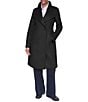 DKNY Wool Blend Asymmetrical Neck Trim Button Front Single Breasted Coat - Image 6