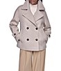 DKNY Wool Blend Notch Collar Double Breasted Peacoat - Image 5