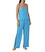 Color:Aqua Dot - Image 1 - Woven Aqua Dot Sleeveless V-Neck Cami & Pant Pajama Set
