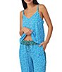 Color:Aqua Dot - Image 4 - Woven Aqua Dot Sleeveless V-Neck Cami & Pant Pajama Set