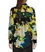 Color:Citrine/Black - Image 2 - Woven Printed Point Collar Long Sleeve Button Front Blouse