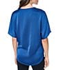 DKNY by Donna Karan Woven V-Neck Short Sleeve Blouse - Image 2
