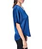 DKNY by Donna Karan Woven V-Neck Short Sleeve Blouse - Image 3