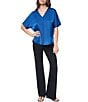DKNY by Donna Karan Woven V-Neck Short Sleeve Blouse - Image 4