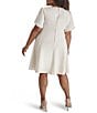 Donna Karan DKNY by Donna Karan Plus Size Crew Neck Short Tulip Sleeve Fit and Flare Dress, Color:Eggshell - Image 2