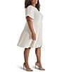 Donna Karan DKNY by Donna Karan Plus Size Crew Neck Short Tulip Sleeve Fit and Flare Dress, Color:Eggshell - Image 3