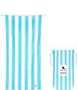 Color:Tulum Blue - Image 1 - Cabana Stripe Quick Dry & Recycled Materials Beach Towel