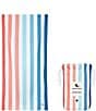 Color:Sand To Sea - Image 1 - Cabana Stripe Quick Dry & Recycled Materials Beach Towel