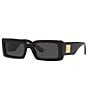 Color:Black - Image 1 - Women's 53mm Rectangle Sunglasses
