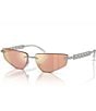 Color:Iridescent - Image 1 - Women's DG230158-Z 58mm Mirrored Iridescent Rectangle Sunglasses