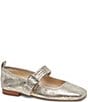 Color:Platinum Distressed Leather - Image 1 - Arora Patent Leather Mary Jane Ballet Flats