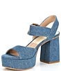 Color:Blue Denim - Image 4 - Bobby Denim Ankle Strap Platform Sandals