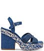 Color:Blue - Image 2 - Cale Raffia Ankle Strap Platform Sandals