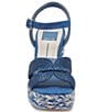 Color:Blue - Image 4 - Cale Raffia Ankle Strap Platform Sandals