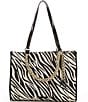 Color:Black - Image 2 - Cassie Zebra Print Fabric Tote Bag