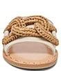 Color:Ivory Leather - Image 4 - Desa Leather Raffia Chain Slide Sandals
