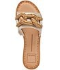 Color:Ivory Leather - Image 5 - Desa Leather Raffia Chain Slide Sandals