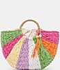 Color:Multi - Image 1 - Estelle Multi-Colored Raffia Straw Shopper Tote Bag