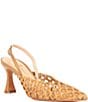 Color:Natural Woven - Image 1 - Gloria Woven Leather Pointed Toe Slingback Pumps