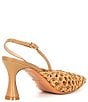 Color:Natural Woven - Image 2 - Gloria Woven Leather Pointed Toe Slingback Pumps