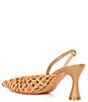 Color:Natural Woven - Image 3 - Gloria Woven Leather Pointed Toe Slingback Pumps