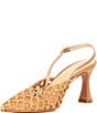Color:Natural Woven - Image 4 - Gloria Woven Leather Pointed Toe Slingback Pumps