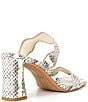 Color:Grey/White Embossed Leather - Image 2 - Ilva Snake Embossed Leather Wavy Band Slide Sandals