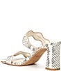 Color:Grey/White Embossed Leather - Image 3 - Ilva Snake Embossed Leather Wavy Band Slide Sandals
