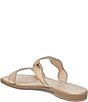 Color:Gold Distressed - Image 3 - Ilva Low Distressed Metallic Leather Scalloped Flat Sandals