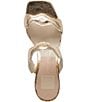 Color:Gold Distressed Leather - Image 5 - Ilva Mid Heel Distressed Metallic Leather Wavy Band Slide Sandals