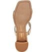 Color:Gold Distressed Leather - Image 6 - Ilva Mid Heel Distressed Metallic Leather Wavy Band Slide Sandals