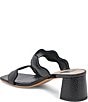 Color:Onyx Embossed Leather - Image 3 - Ilva Mid Heel Embossed Leather Wavy Band Slide Sandals
