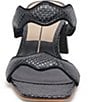 Color:Onyx Embossed Leather - Image 4 - Ilva Mid Heel Embossed Leather Wavy Band Slide Sandals