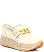 Color:Ivory Leather - Image 1 - Jhenee Espadrille Leather Chain Detail Platform Loafers
