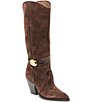 Dolce Vita Jody Suede Whipstitch Ornamented Anklet Tall Boots - Image 1