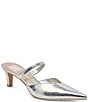 Color:Silver Distressed Leather - Image 1 - Kanika Metallic Leather Dress Mules